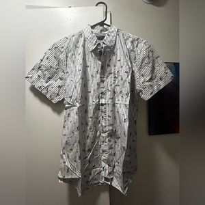 Ben Sherman Vacation Cycling Print Striped Button Down Shirt Size M